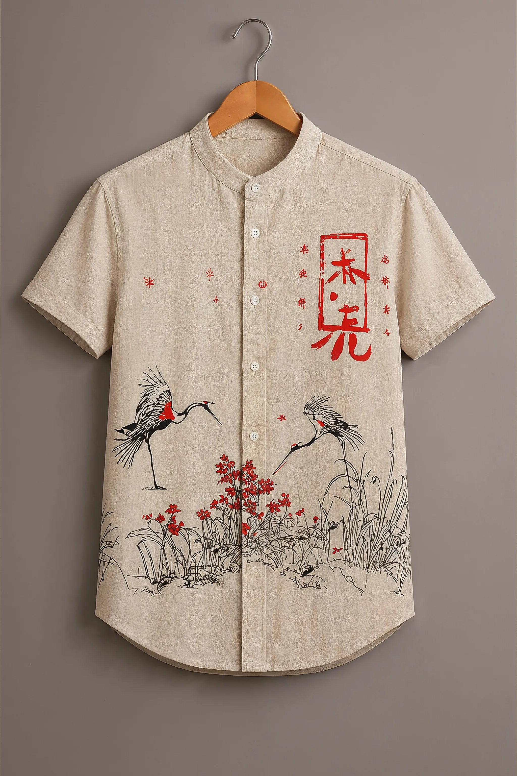 Japanese Ink Style Crane Shirt