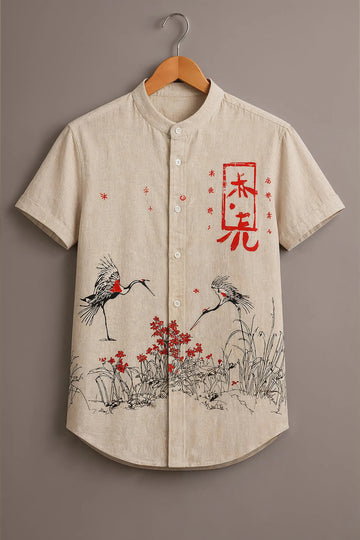 Japanese Ink Style Crane Shirt
