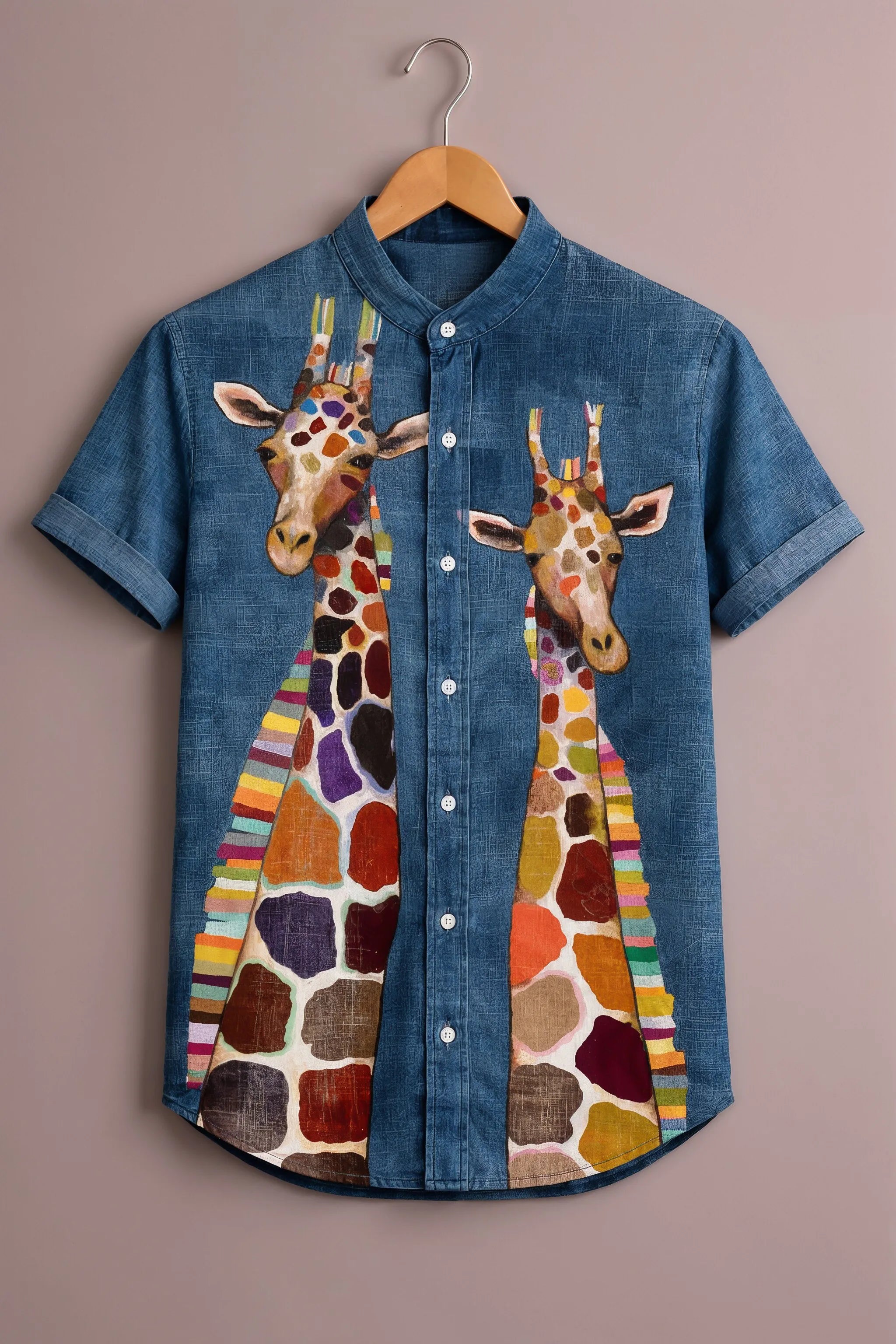 Dual Giraffe Art Print Premium Shirt