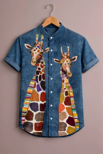 Dual Giraffe Art Print Premium Shirt