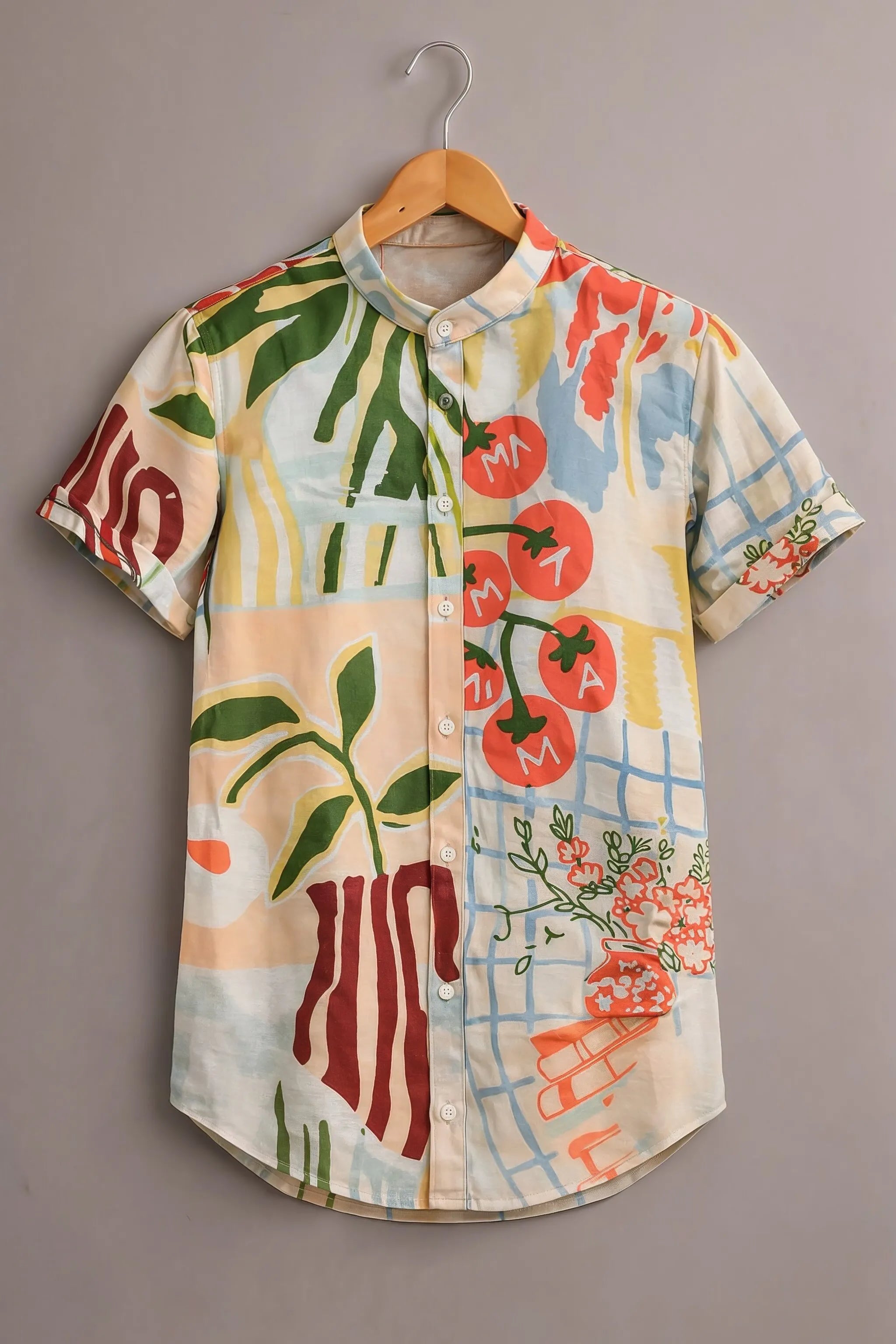 Artistic Botanical Print Shirt
