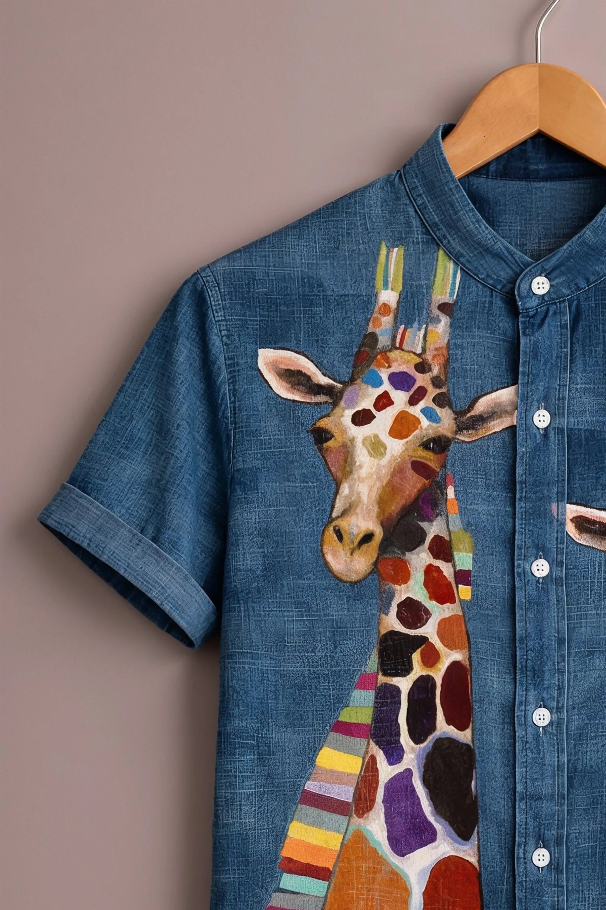 Dual Giraffe Art Print Premium Shirt
